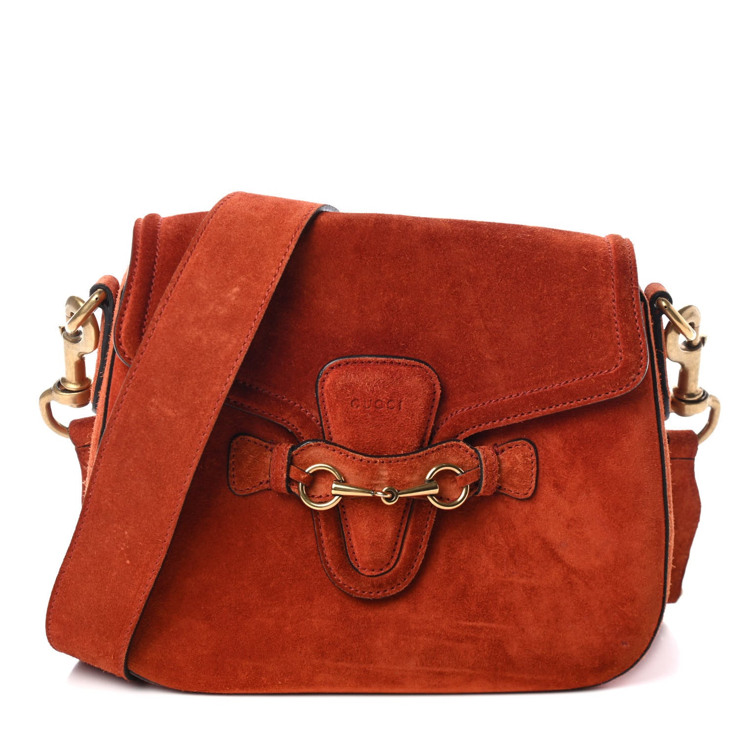 Suede Medium Lady Web Shoulder Bag Orange