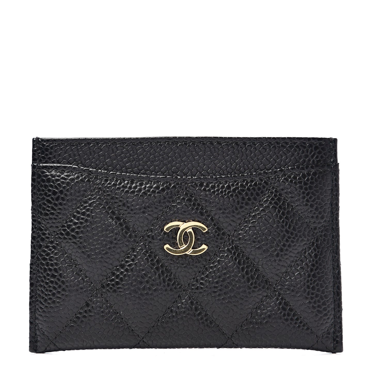 Caviar Quilted Card Holder Black