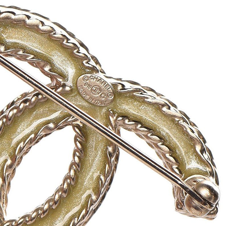 Chanel Crystal CC Brooch Pin Gold 4 of 5