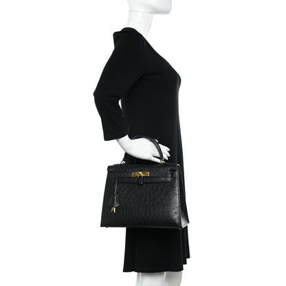 Hermes Ostrich Kelly Sellier 28 Black 2 of 18