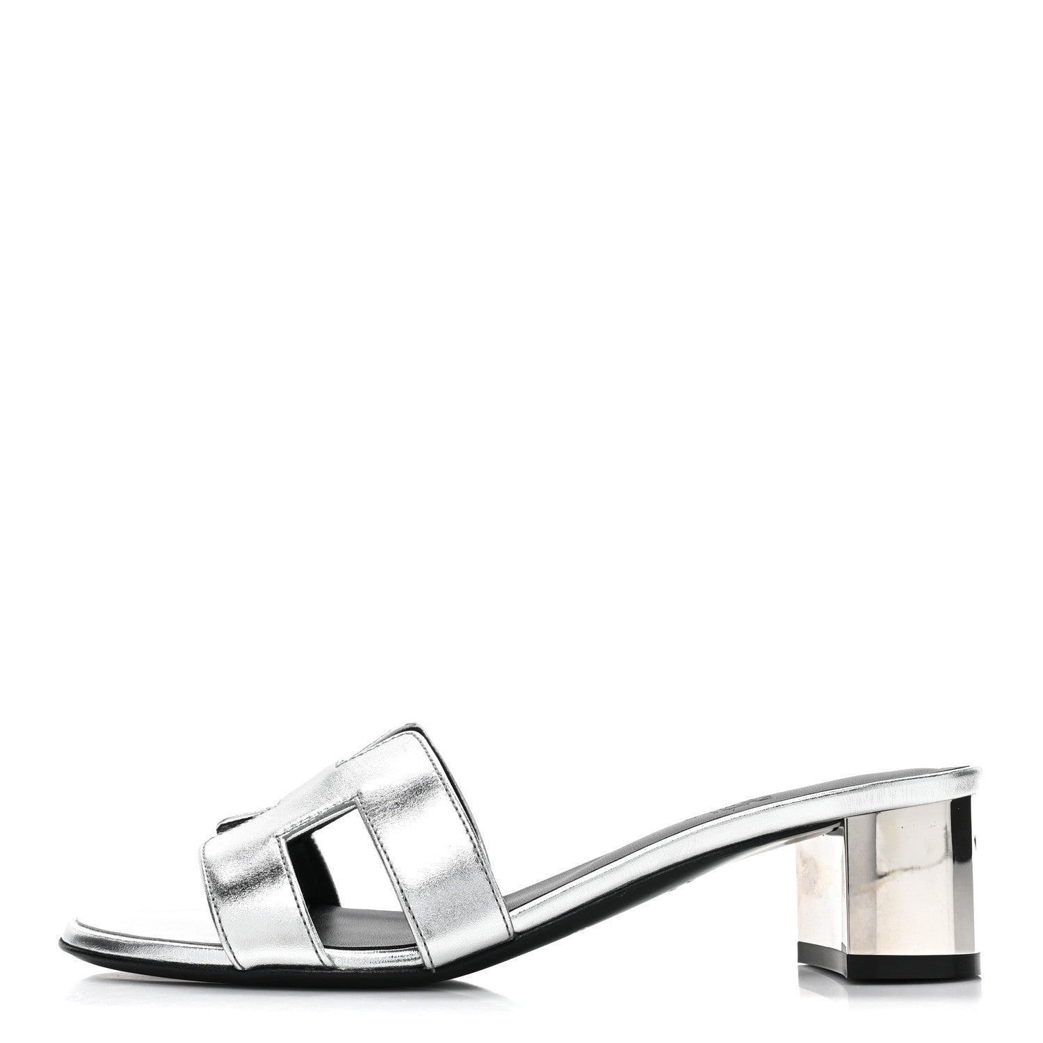 Hermes Metallic Nappa Oasis Sandals 37.5 Gris Argente 1 of 10