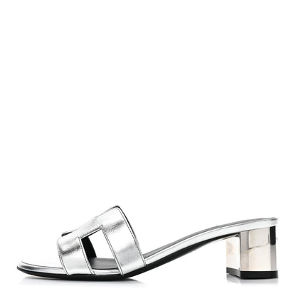 Hermes Metallic Nappa Oasis Sandals 37.5 Gris Argente 1 of 10