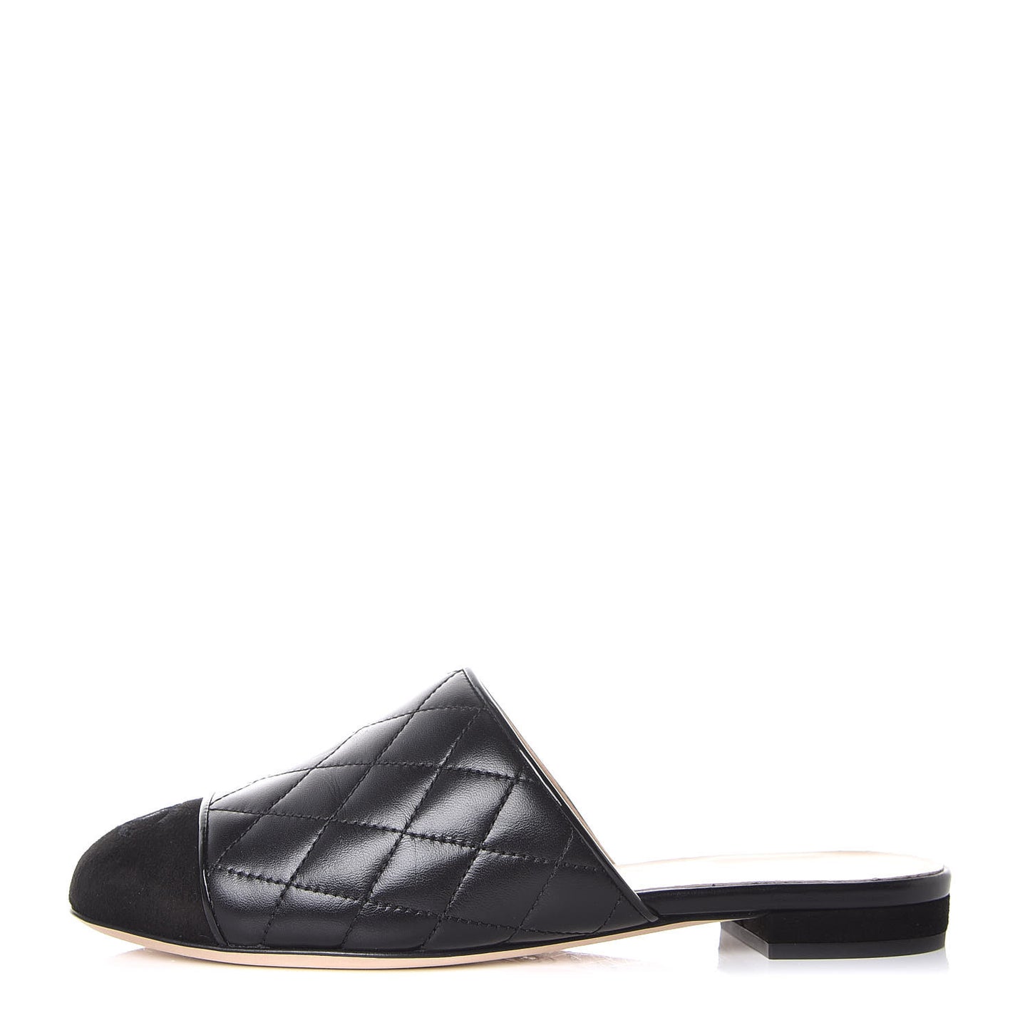 Lambskin Suede Quilted Mules 35 Black