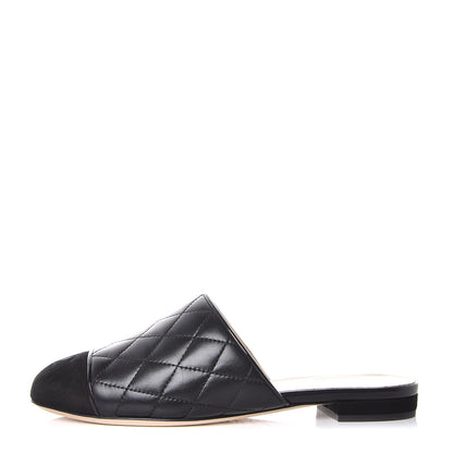 Chanel Lambskin Suede Quilted Mules 35 Black 1 of 10