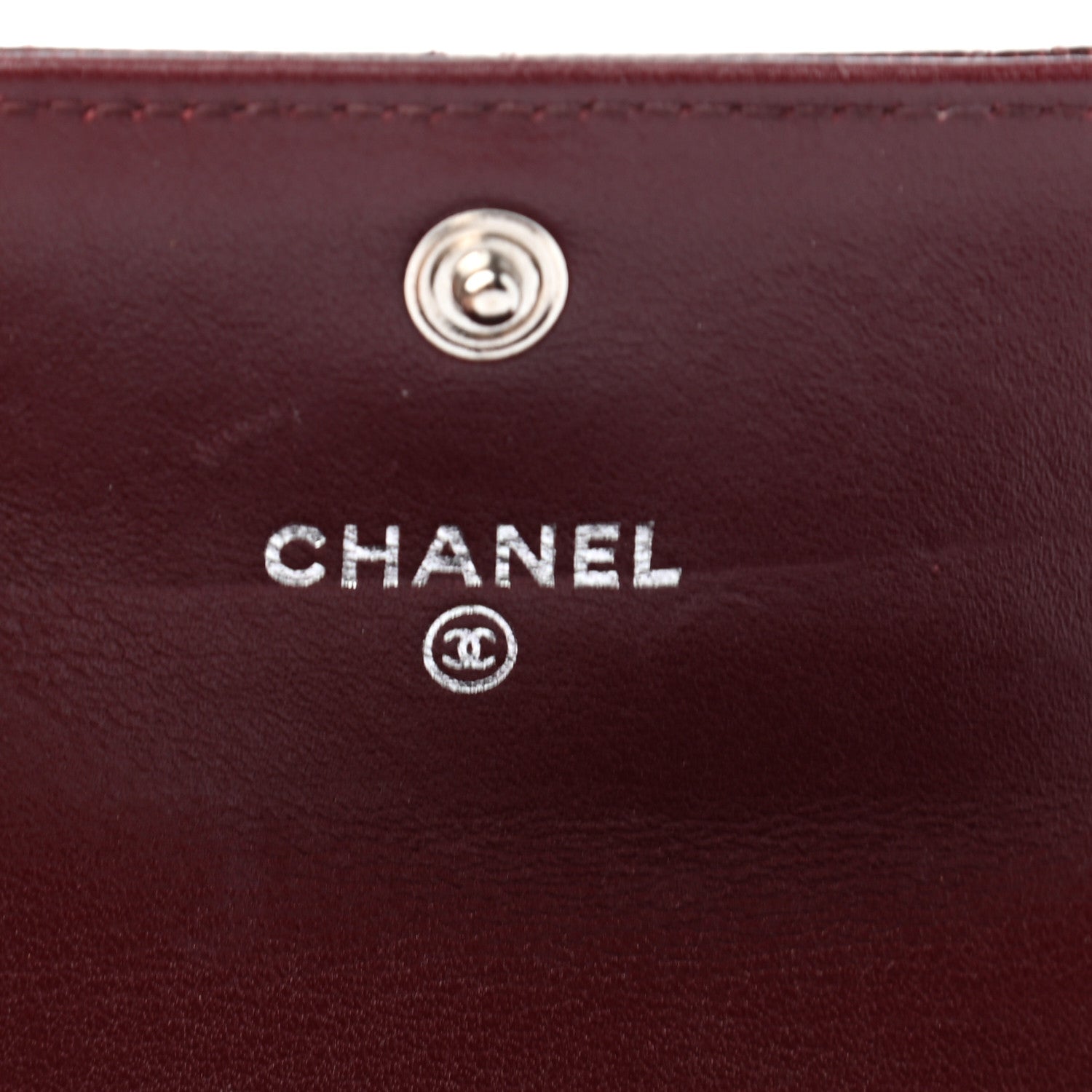 Chanel Striated Patent Quilted Flap Card Holder Burgundy 6 of 7