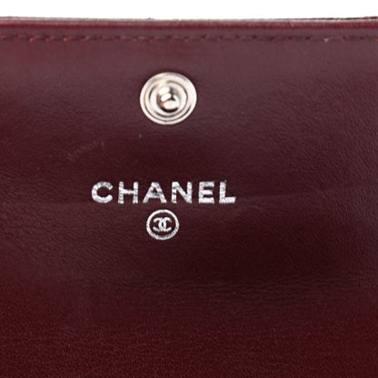 Chanel Striated Patent Quilted Flap Card Holder Burgundy 6 of 7
