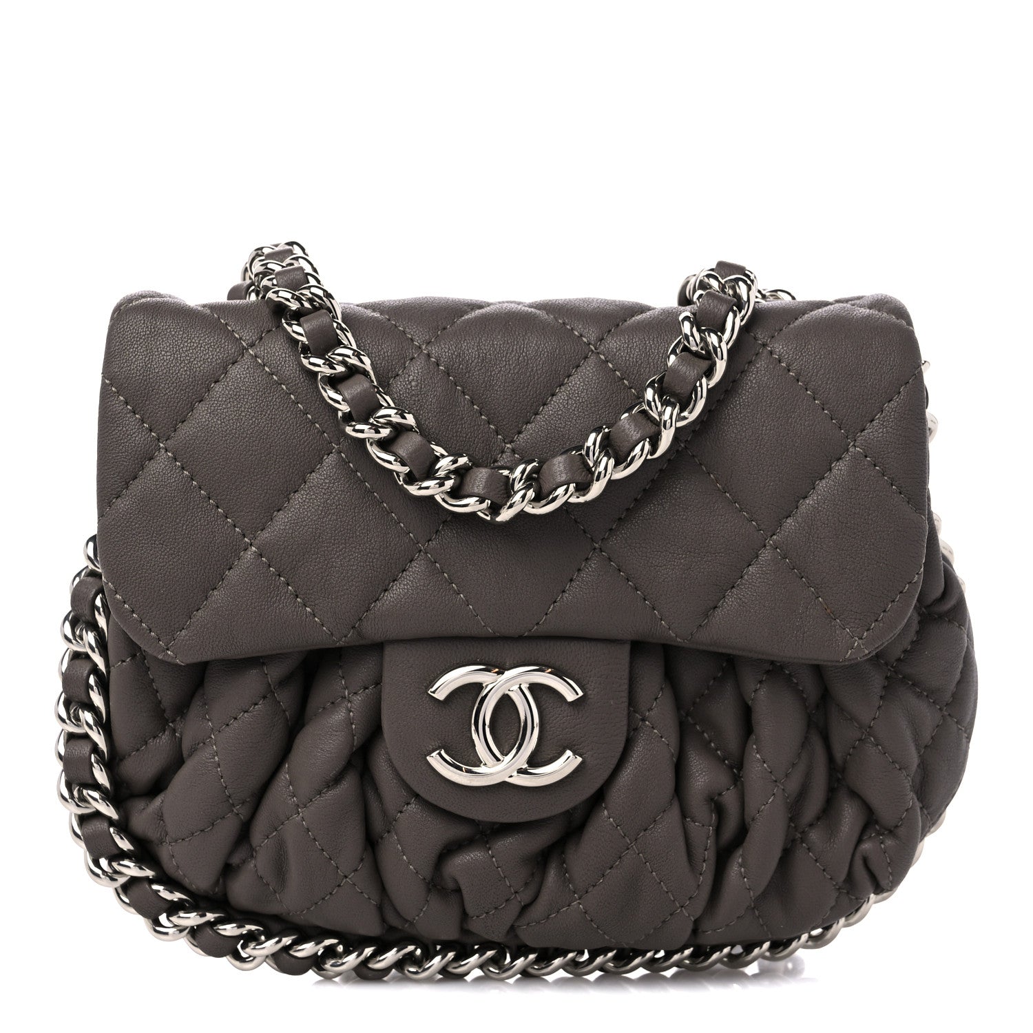 Chanel Washed Lambskin Quilted Mini Chain Around Flap Taupe 1 of 10