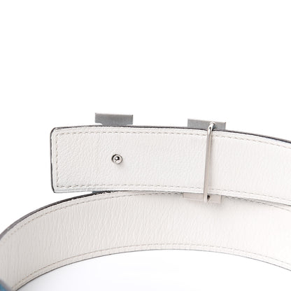 Hermes Epsom Swift Strie 32mm H Belt 95 Blue Jean White 7 of 8