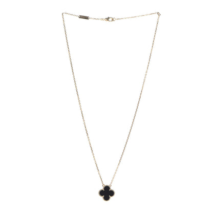 Van Cleef & Arpels 18K Yellow Gold Black Onyx Vintage Alhambra Pendant Necklace 3 of 7