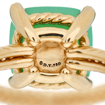 David Yurman 18K Yellow Gold Diamond Chrysoprase 11mm Chatelaine Ring 54 7 5 of 5