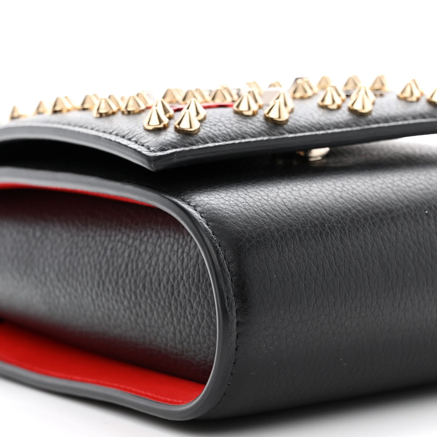 Calfskin Spikes Loubinthesky Paloma Crossbody Phone Case Black Multicolor