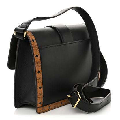 MCM Calfskin Visetos Monogram Studded Tracy Crossbody Bag Black Cognac 3 of 10