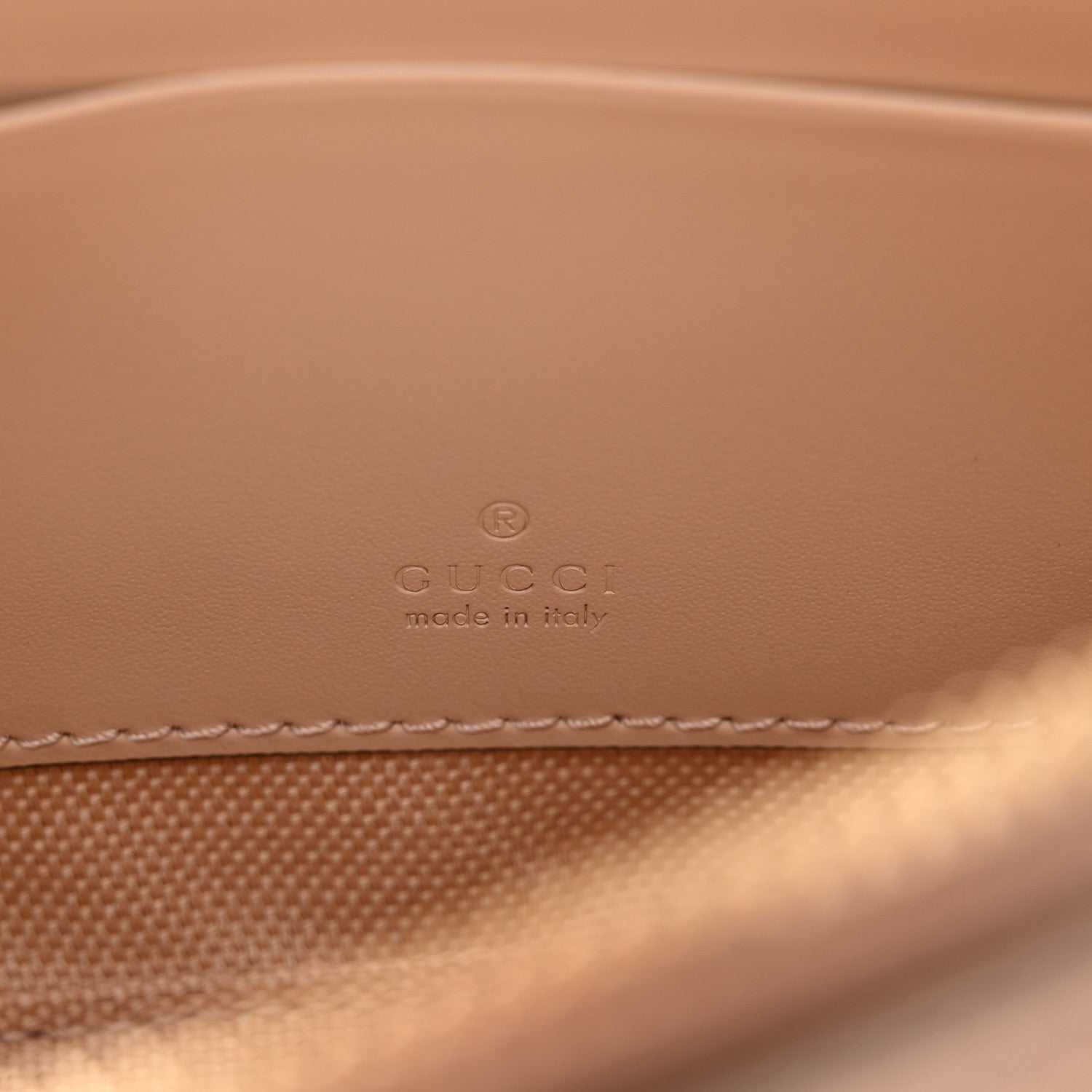Gucci Calfskin GG Super Mini Debossed Chain Wallet Light Beige 7 of 10