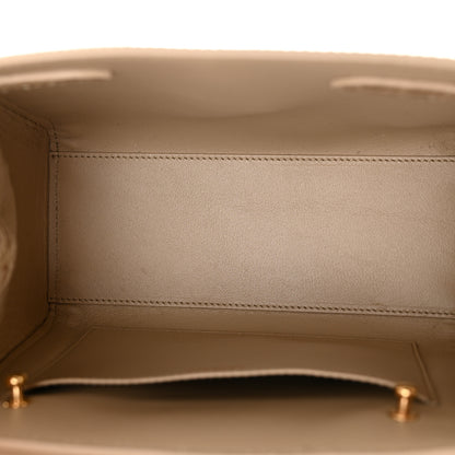 Versace Calfskin Crocodile Embossed Small La Medusa Top Handle Bag Beige 5 of 9