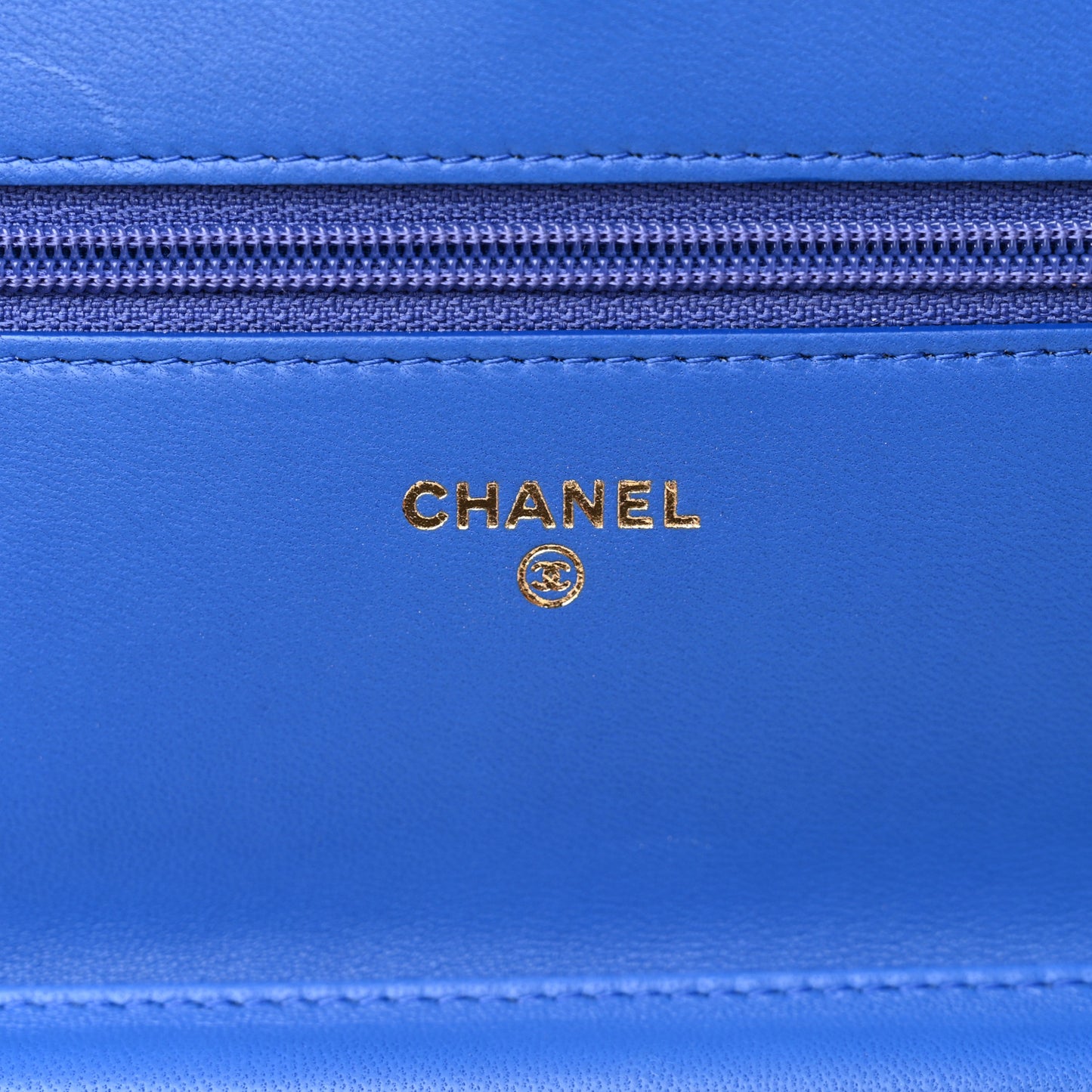 Lambskin Quilted Boy Wallet On Chain WOC Blue