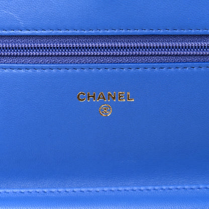 Chanel Lambskin Quilted Boy Wallet On Chain WOC Blue 6 of 15
