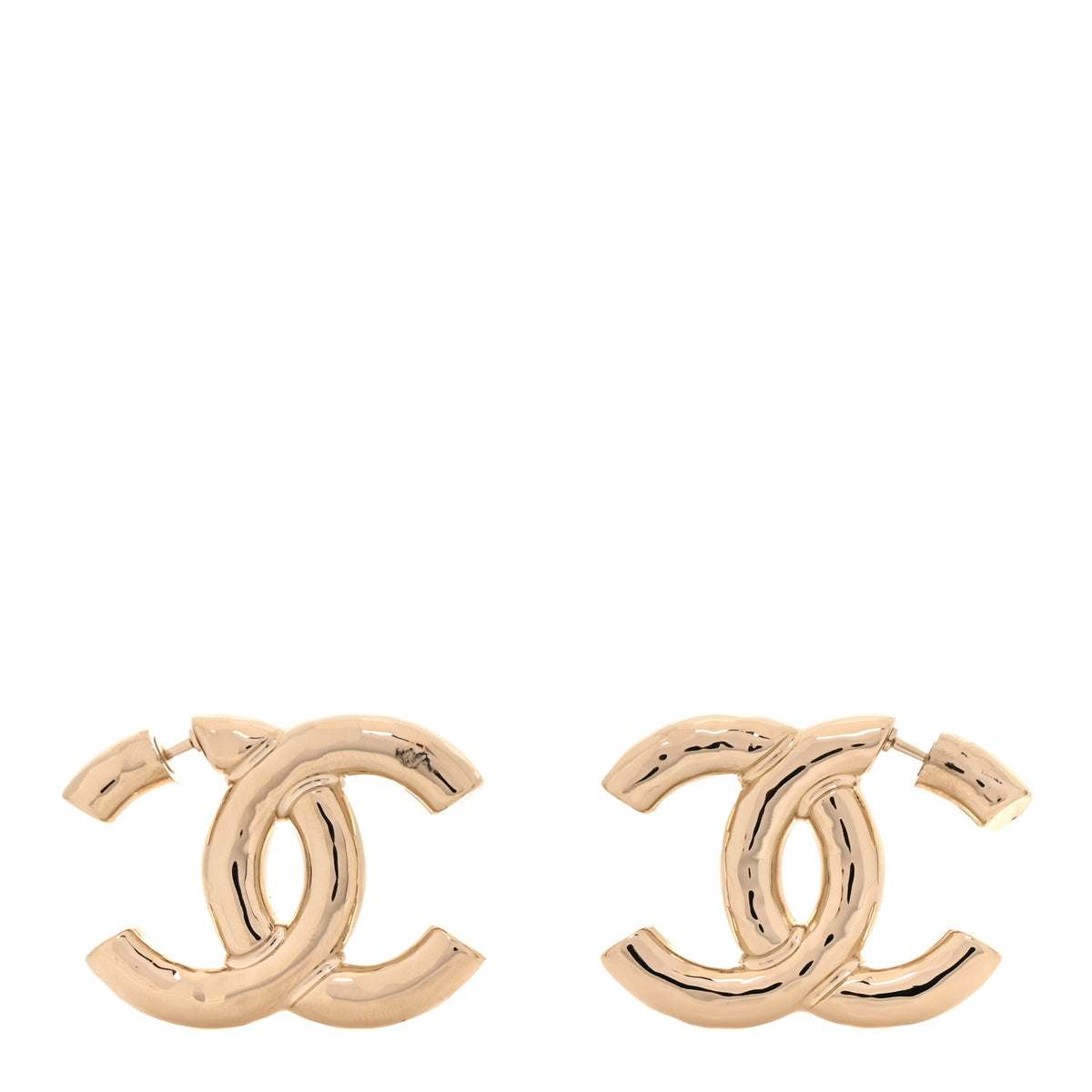 Metal Large CC Earrings Light Gold