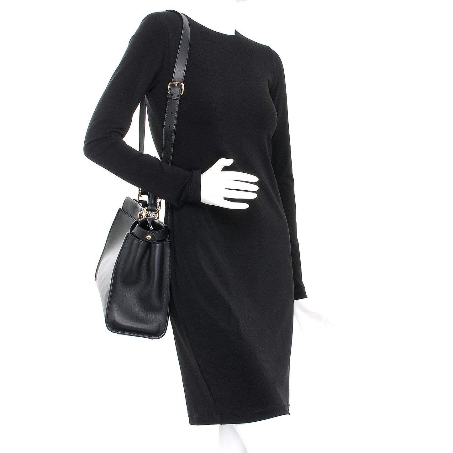 Vitello Seta Shiny Nappa Medium Peekaboo Iconic Satchel Black