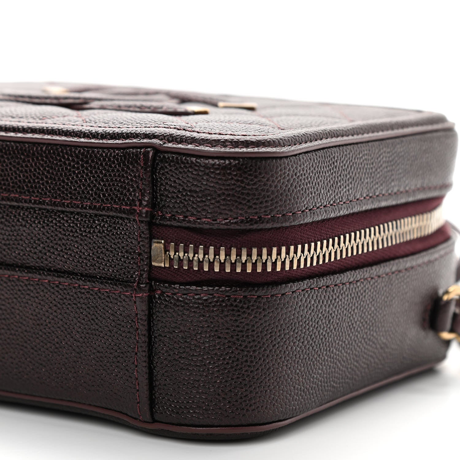 Chanel Caviar Quilted Small CC Filigree Vanity Case Burgundy 10 of 11