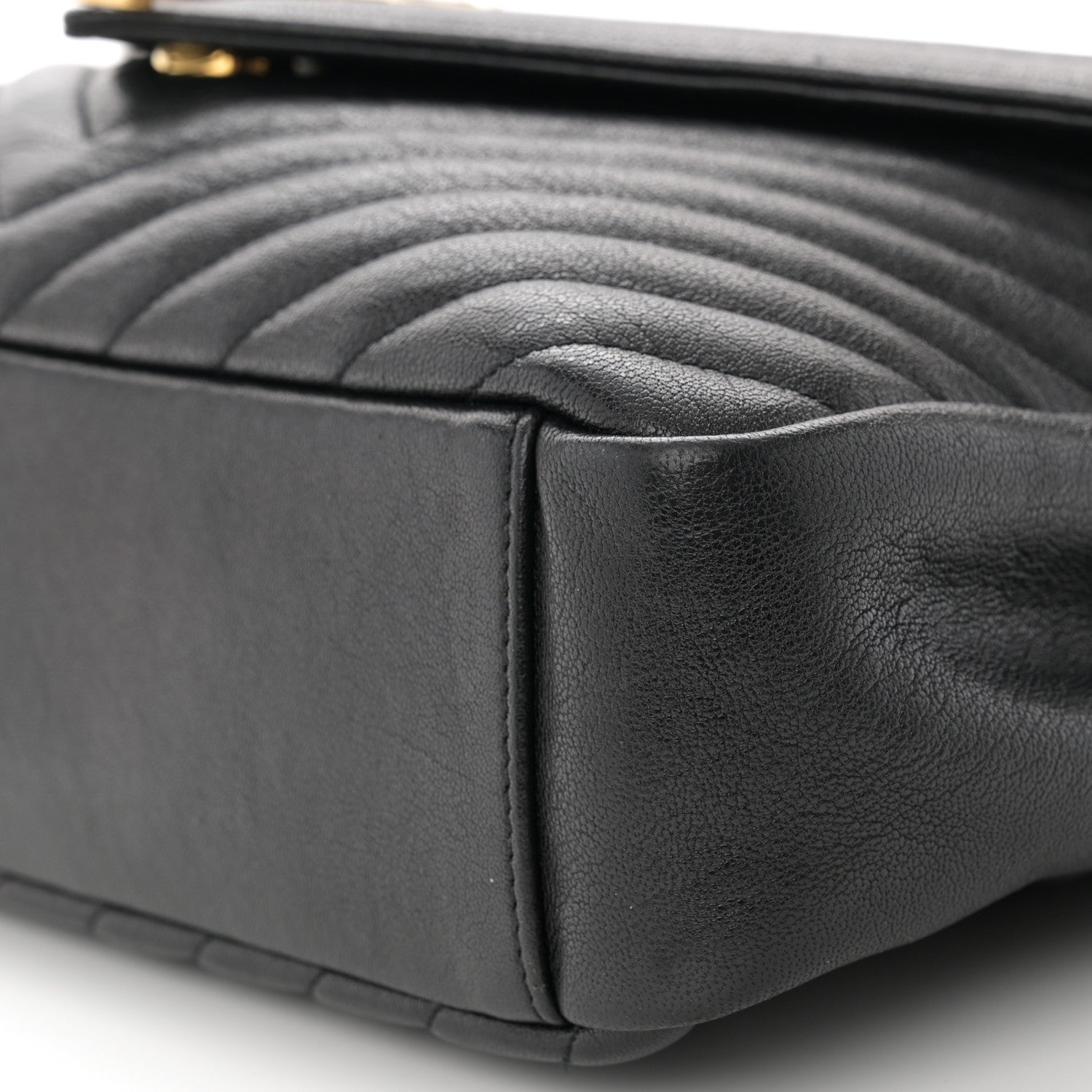 Saint Laurent SAINT LAURENT Sheepskin Matelasse Chevron Monogram Large College Satchel Black 10 of 10