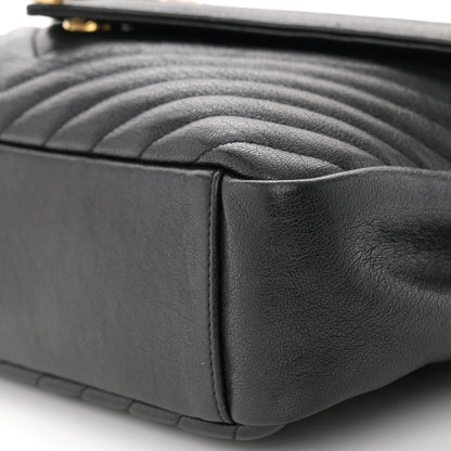 Saint Laurent SAINT LAURENT Sheepskin Matelasse Chevron Monogram Large College Satchel Black 10 of 10