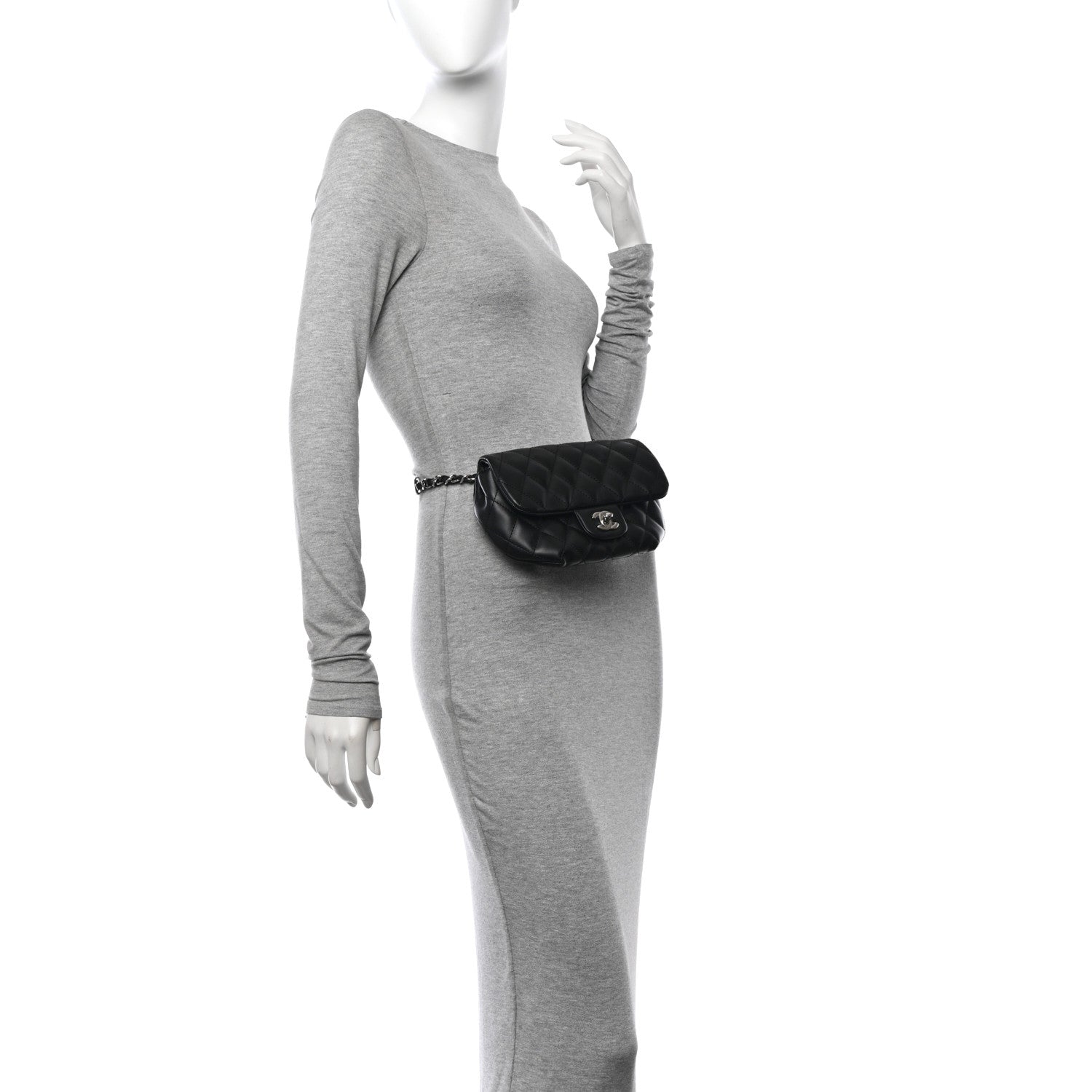 Chanel Calfskin Quilted CC Uniform Flap Belt Bag Black 2 of 12