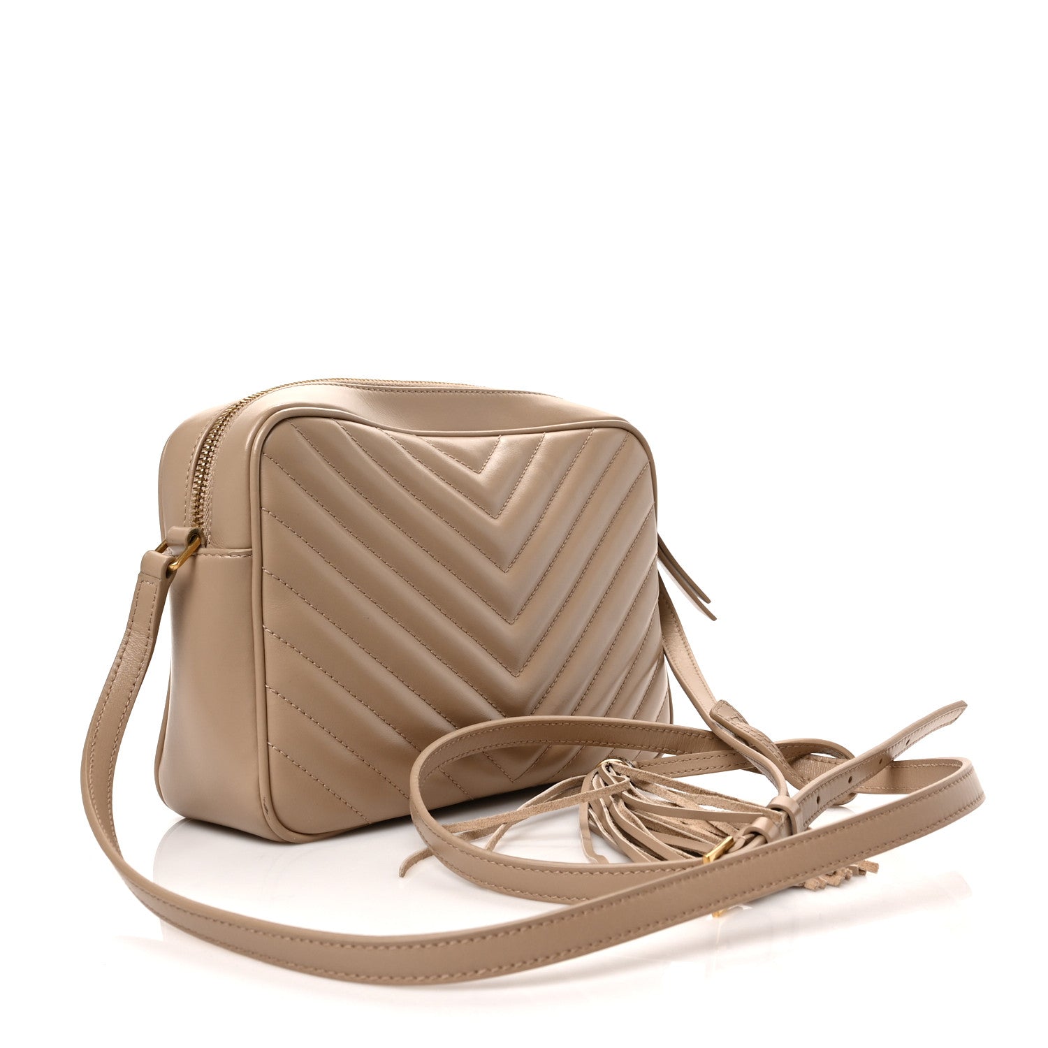 Saint Laurent Calfskin Matelasse Monogram Lou Camera Bag Dark Beige 3 of 8