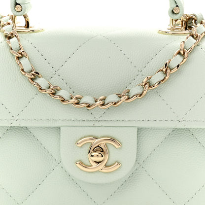 Chanel Caviar Quilted Retro Twist Top Handle Clutch Light Green 9 of 11