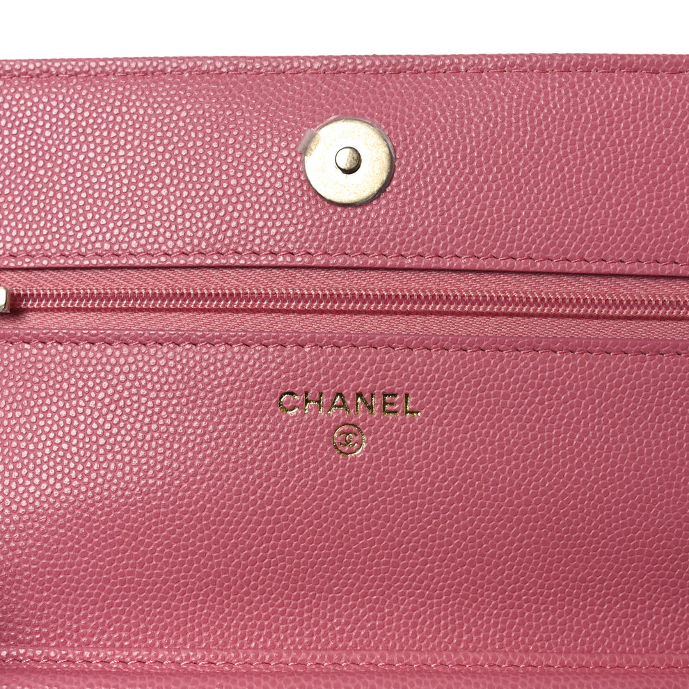 Chanel Caviar Quilted Textured CC Wallet On Chain WOC Pink 1851294 ...
