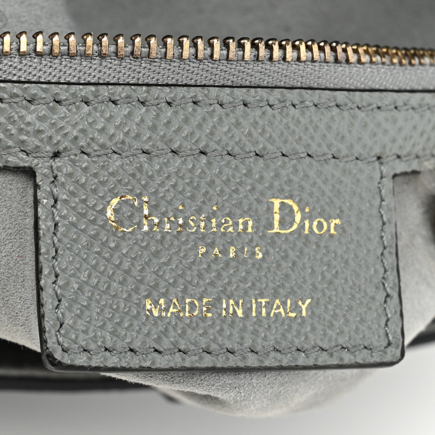 Grained Calfskin Saddle Bag Grey Stone