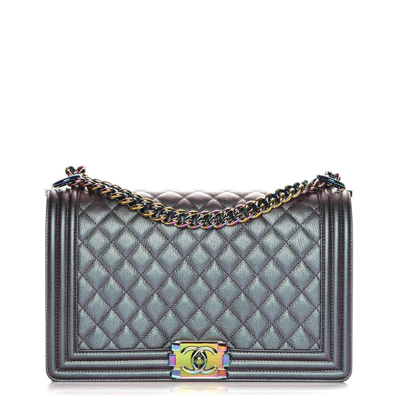 Chanel Iridescent Goatskin Quilted New Medium Boy Flap Purple 1 of 8