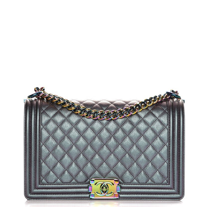 Chanel Iridescent Goatskin Quilted New Medium Boy Flap Purple 1 of 8