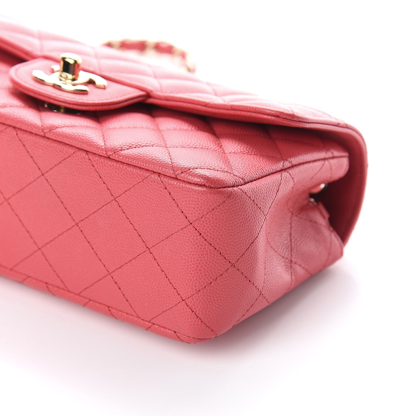 Caviar Quilted Mini Rectangular Flap Dark Pink