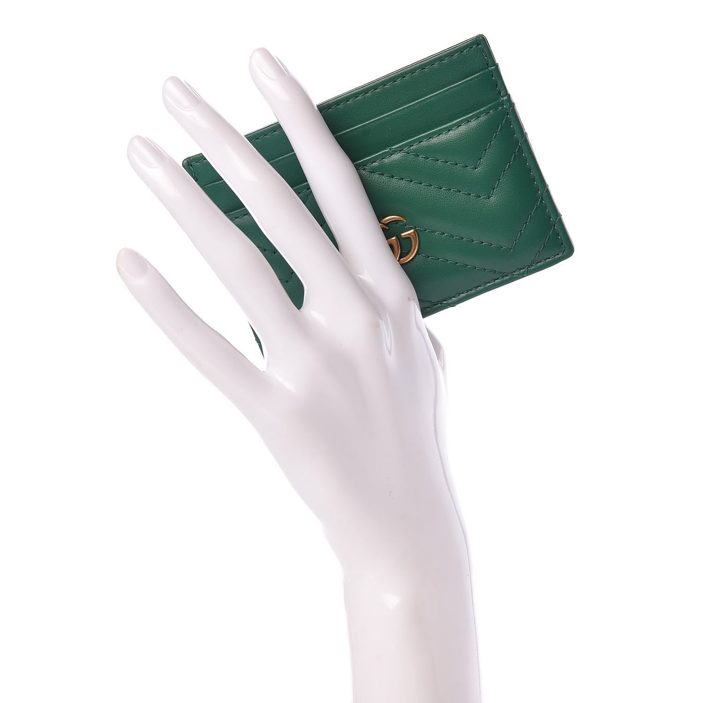 Calfskin Matelasse GG Marmont Card Holder Emerald Green