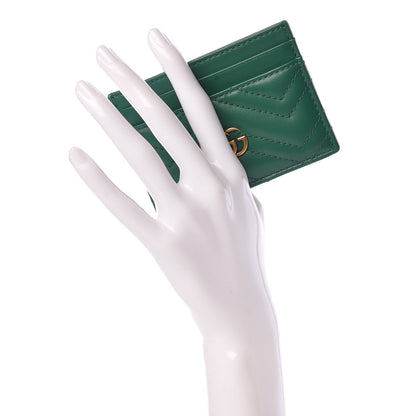 Gucci Calfskin Matelasse GG Marmont Card Holder Emerald Green 2 of 7