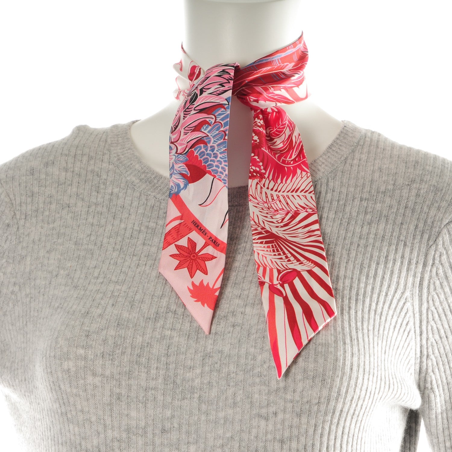 Hermes Silk Mythiques Phoenix Coloriages Twilly Rose Pale Corail Blue Jean 2 of 5