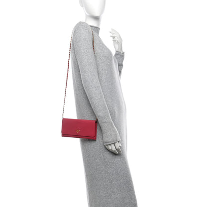 Prada Saffiano Metal Oro Chain Wallet Peonia 2 of 12