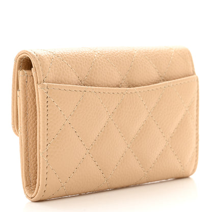 Chanel Caviar Quilted Flap Card Holder Wallet Beige 3 of 9