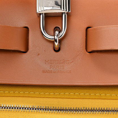 Hermes Vache Hunter Toile Officier Herbag Zip PM 31 PM Natural Jaune De Naples 6 of 15