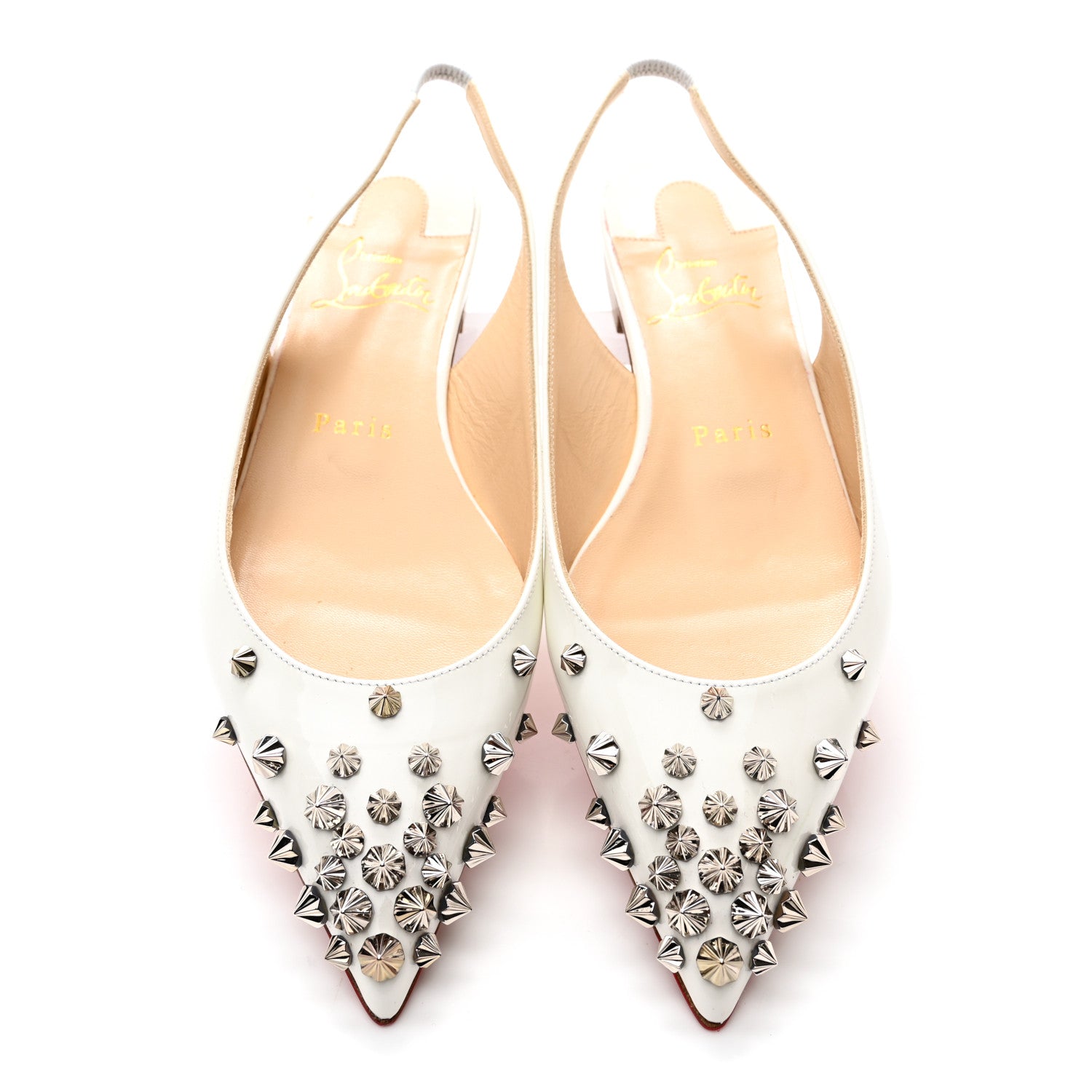 Christian Louboutin Patent Drama Sling Flats 35.5 Latte Silver 5 of 9