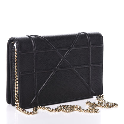 Christian Dior Grained Calfskin Diorama Wallet on Chain Pouch Black 3 of 8