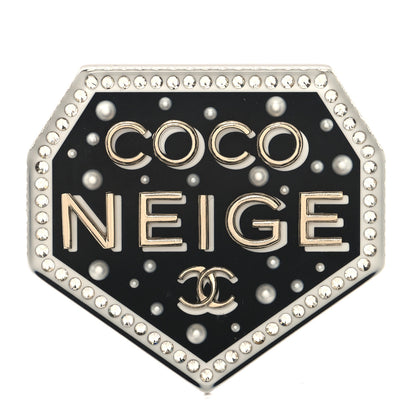 Chanel Resin Crystal Chanel Neige Brooch Black 1 of 4