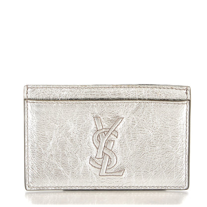 Saint Laurent Metallic Leather Belle De Jour Card Case Silver 1 of 7