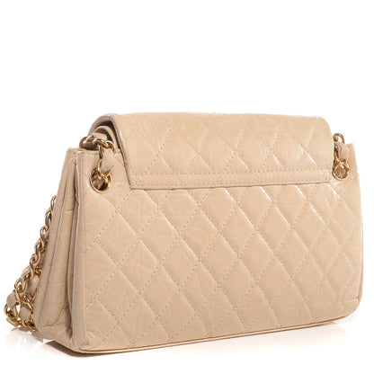 Chanel Aged Calfskin Quilted Accordion Double Flap Beige 3 of 8