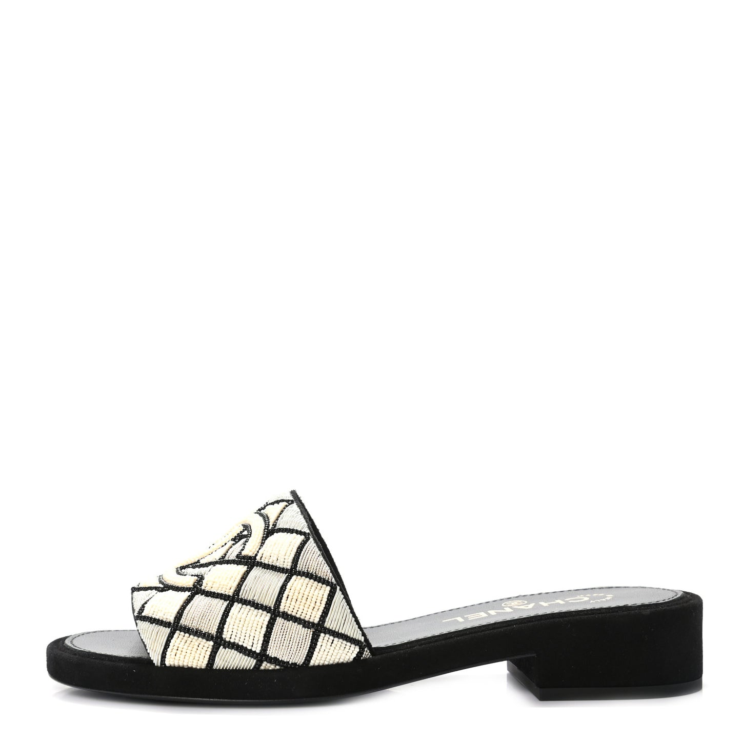 Pearl Embroidery CC Mules 37 Black White