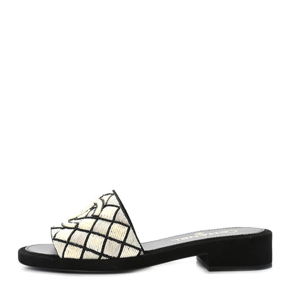 Chanel Pearl Embroidery CC Mules 37 Black White 1 of 7