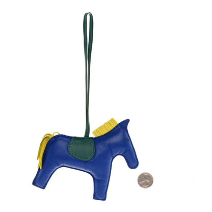 Hermes Milo Lambskin Grigri Rodeo Horse Bag Charm MM Bleu Electrique Lime Vert Fonce 2 of 5