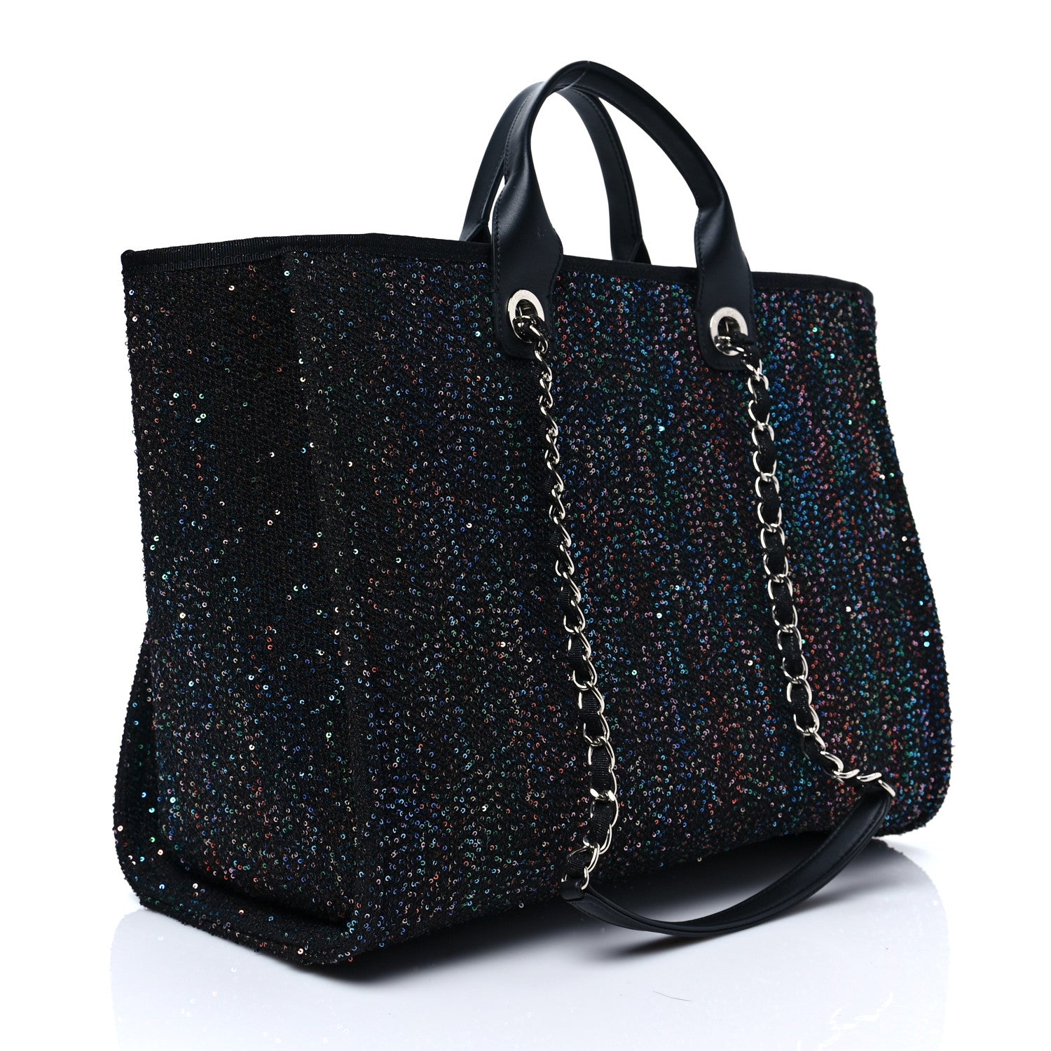 Chanel Viscose Sequins Medium Deauville Tote Black 3 of 9