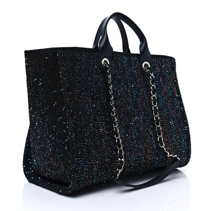 Chanel Viscose Sequins Medium Deauville Tote Black 3 of 9