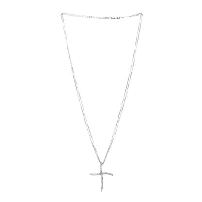 Damiani 18K White Gold Diamond Cross Pendant Necklace 3 of 6